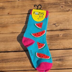 NWT Foozys Kids Watermelon Socks - Teal and Pink - Unisex